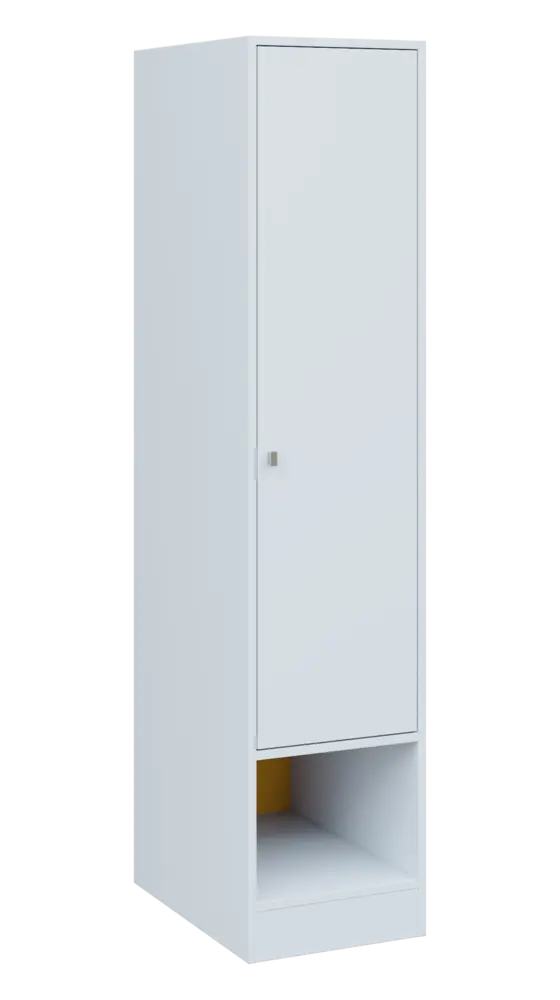 QN 5 - 4STN skříň šatní, 1-dveřová, pravá, výsuvné ramínko, 1830x400x600, bílá/žlutá odio